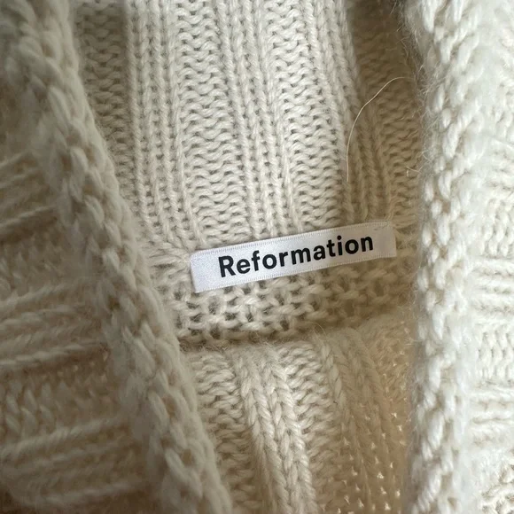 Reformation Ivory Mock Neck Baby Alpaca Cream Knit Sweater - Picture 3 of 8